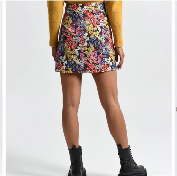 Molly Braken mini skirt vivid floral fully lined Sz Xl NWOT - Picture 3 of 10